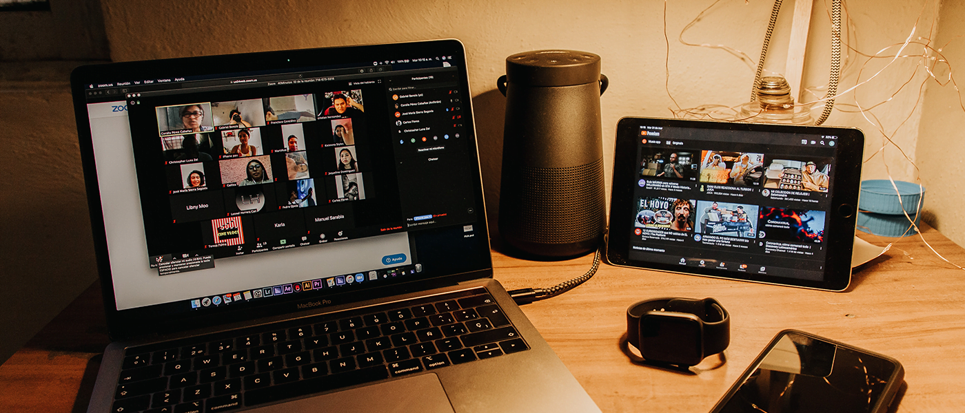 video meeting on laptop