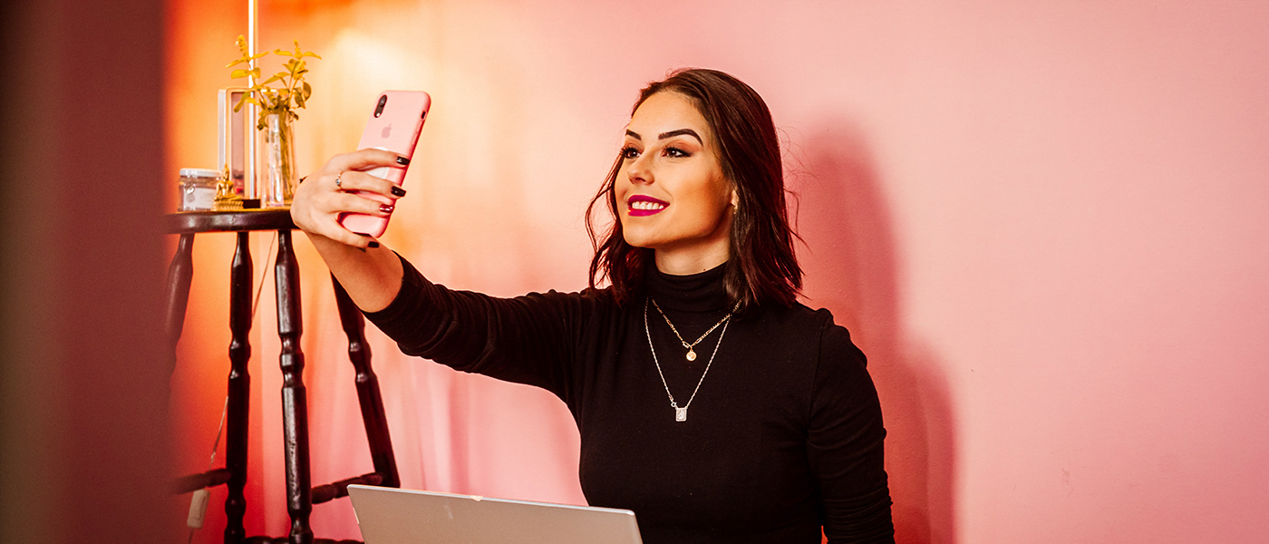 person taking selfie