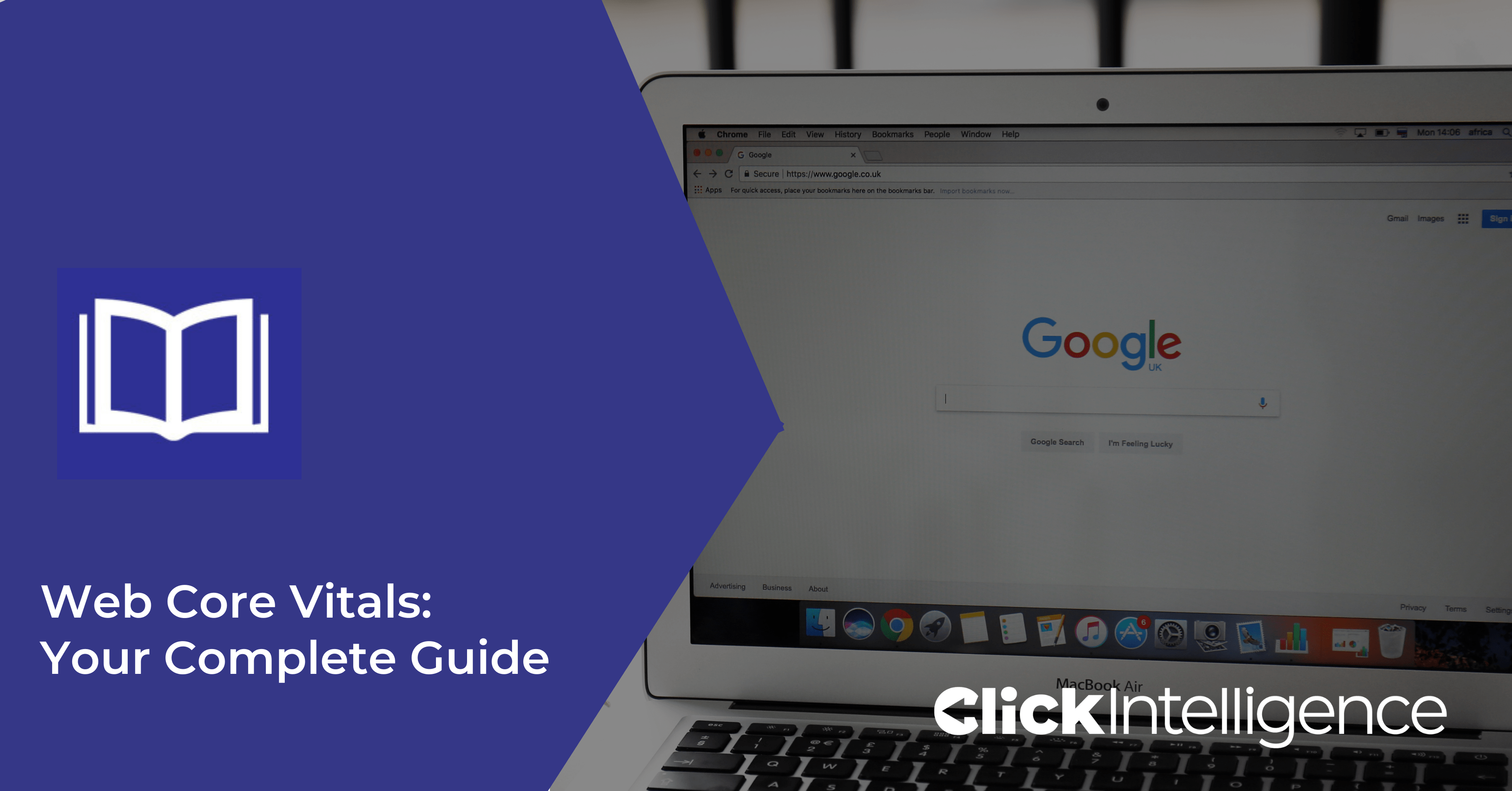Download E-book Cover Image 'Web Core Vitals', Laptop Displaying Google search home page