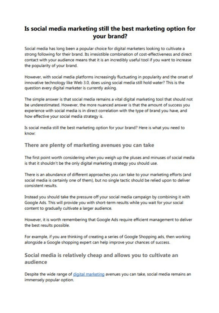 Content Writing Example - B2B US Article