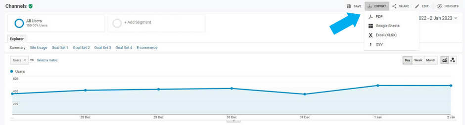 Exporting Google Analytics Data
